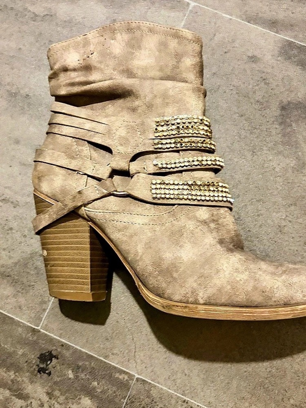 Very G Ankle Booties with Studded Embellishment in Brown
